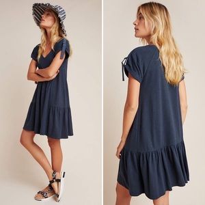 Anthropologie Saturday Sunday Kathie Flounced Mini Dress Slate Blue Size Small